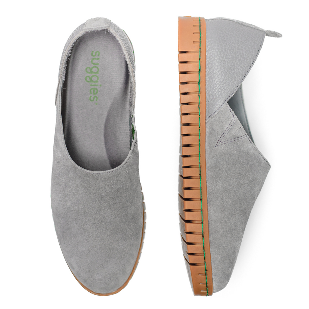 Women s grey flat shoes Italian leather SUGGIES Suggies