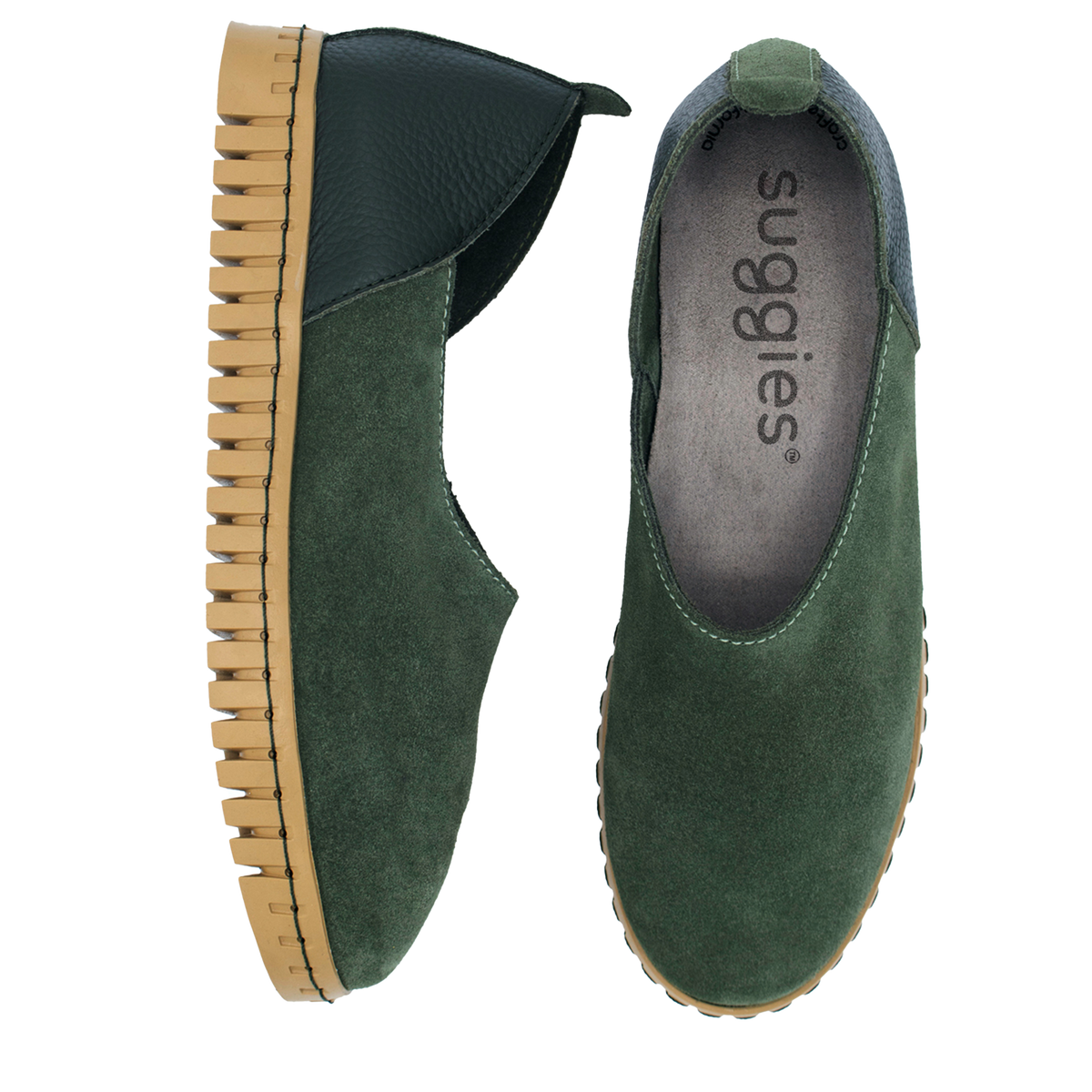 Loden olive green flat shoes - Italian leather | SUGGIES – Suggies